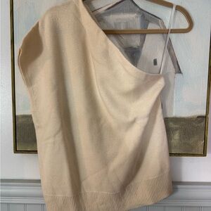MICHAEL KORS Off-Shoulder Asymmetrical Cream Sweater Size M